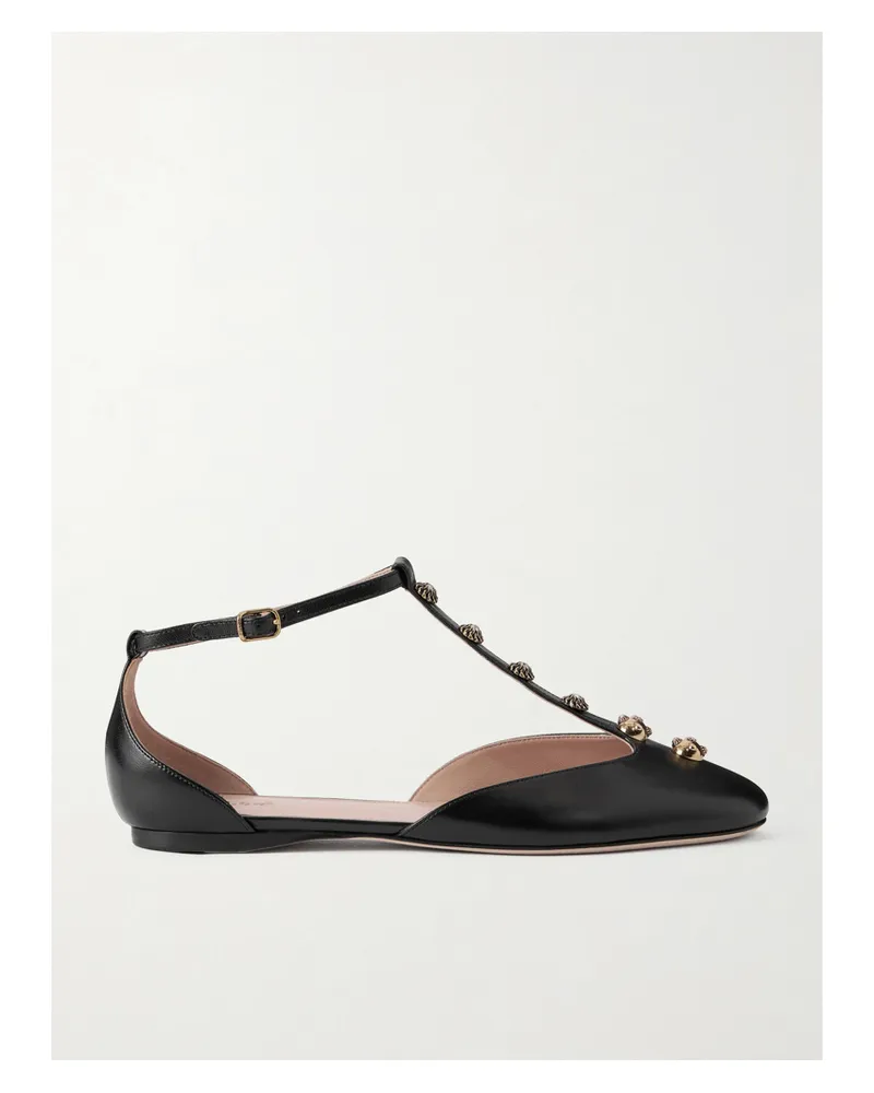Chloé Celeste Embellished Leather Ballet Flats - Black Black