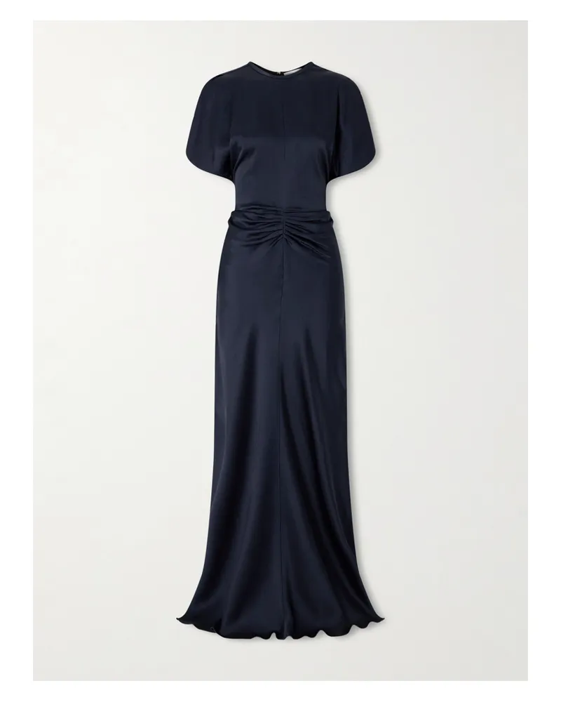 Victoria Beckham Maxikleid Aus Satin Mit Raffung - Blau Blau