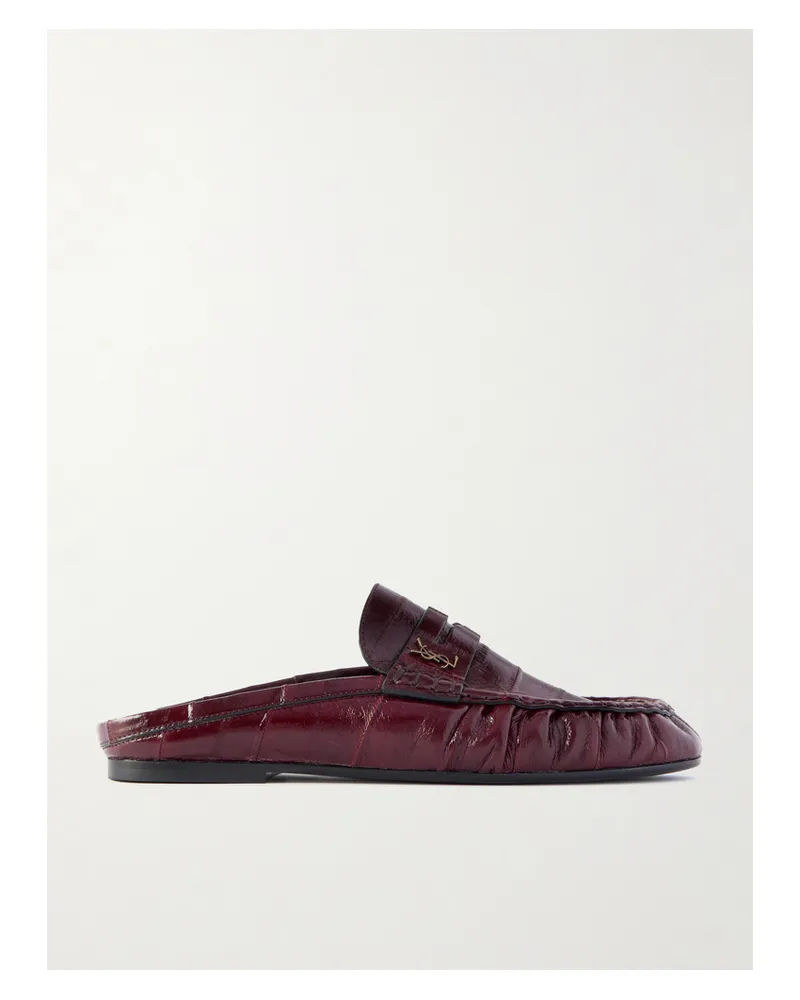 Saint Laurent Le Loafer Eel Slippers - Burgundy Burgundy