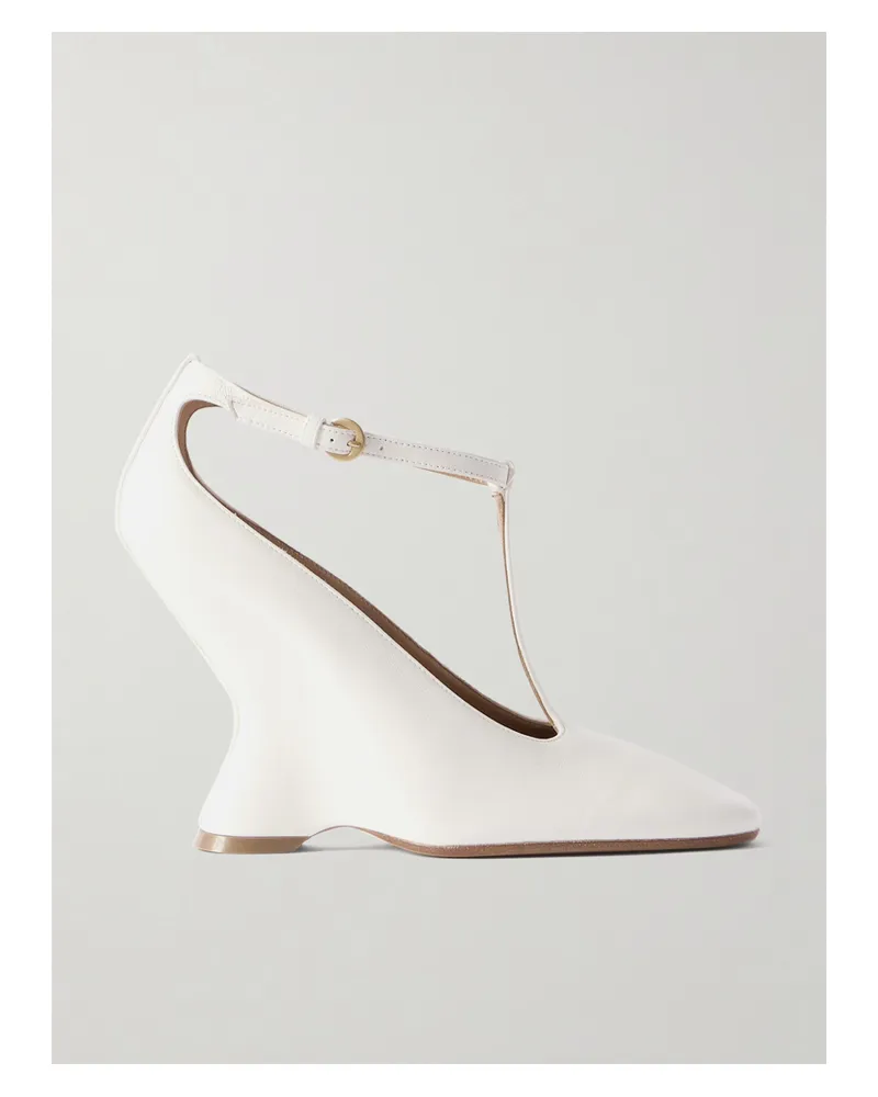 Dries van Noten Mary-jane-pumps Aus Leder Mit Keilabsatz - Weiß Weiß