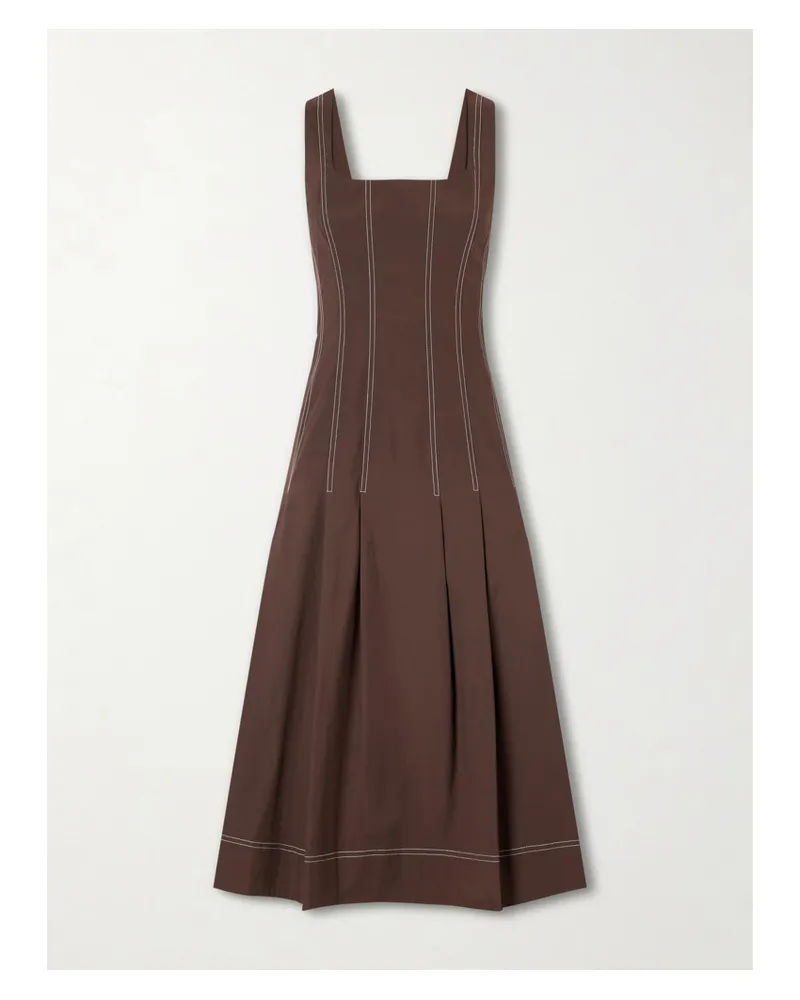Veronica Beard Jolie Cotton-blend Poplin Midi Dress - Brown Brown