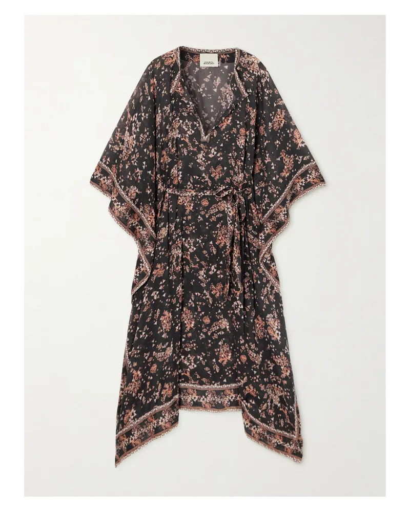 Isabel Marant Amira Midikleid Aus Bedrucktem Chiffon Aus Einer Baumwoll-seidenmischung - Schwarz Schwarz