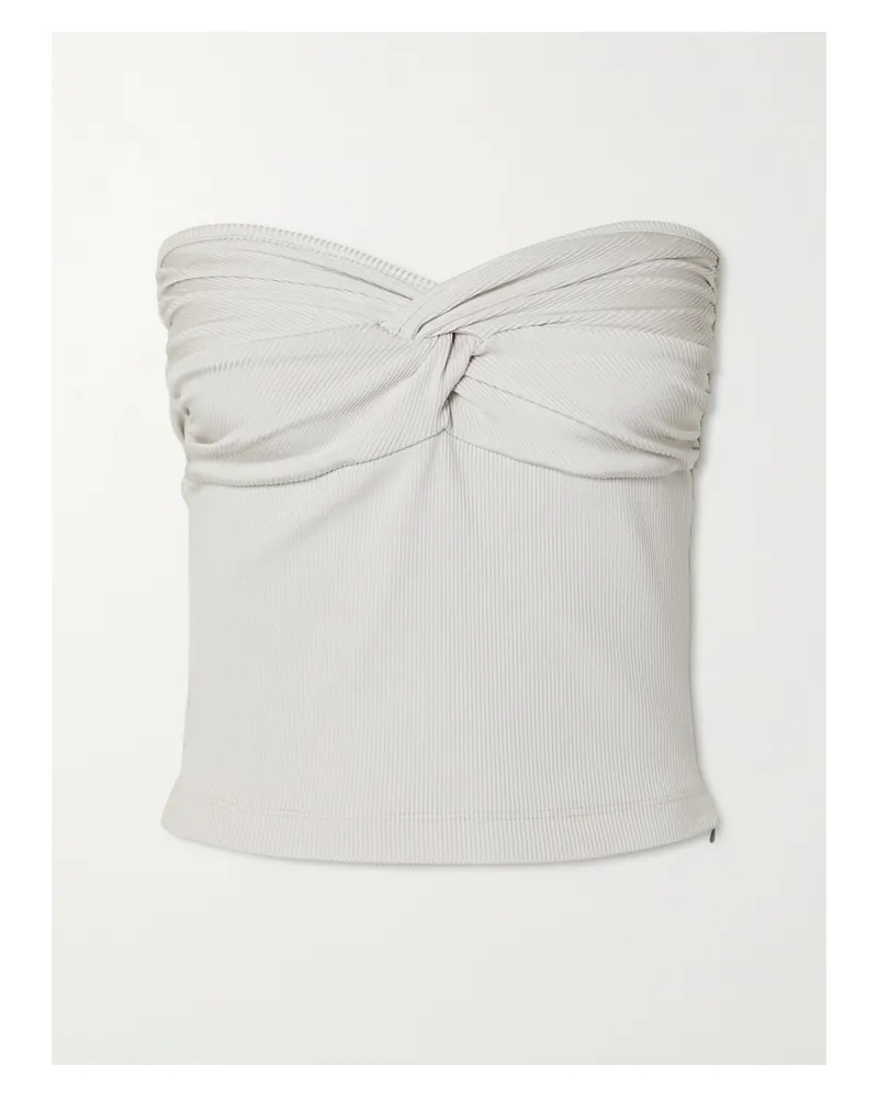 Goldsign  Trägerloses Oberteil Aus Geripptem Stretch-jersey Mit Twist-detail - Silber Silber