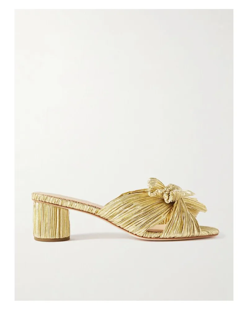 Loeffler Randall Emilia Mules Aus Plissiertem Lamé Mit Knoten - Gold Gold