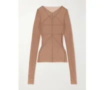 Stretch-tulle T-shirt - Neutrals