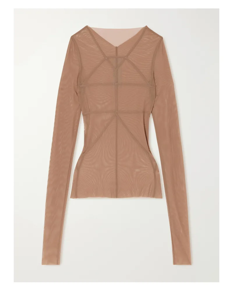 Rick Owens Stretch-tulle T-shirt - Neutrals Neutrals