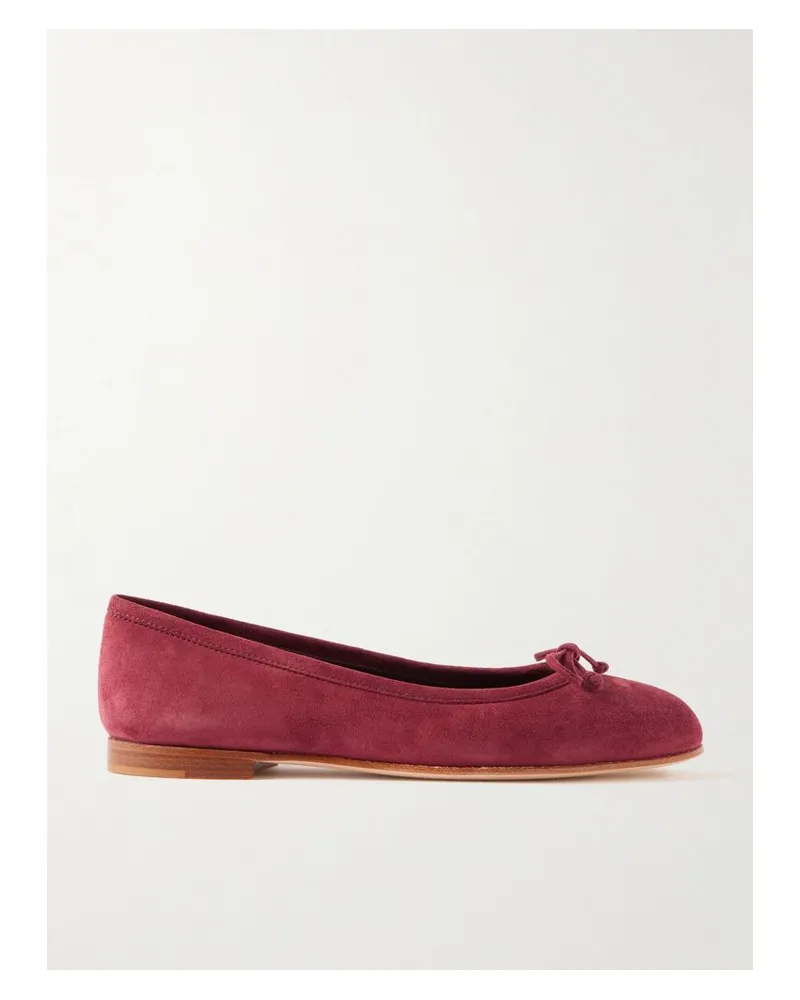Manolo Blahnik Veralli Ballerinas Aus Veloursleder Mit Schleife - Burgunder Burgunder