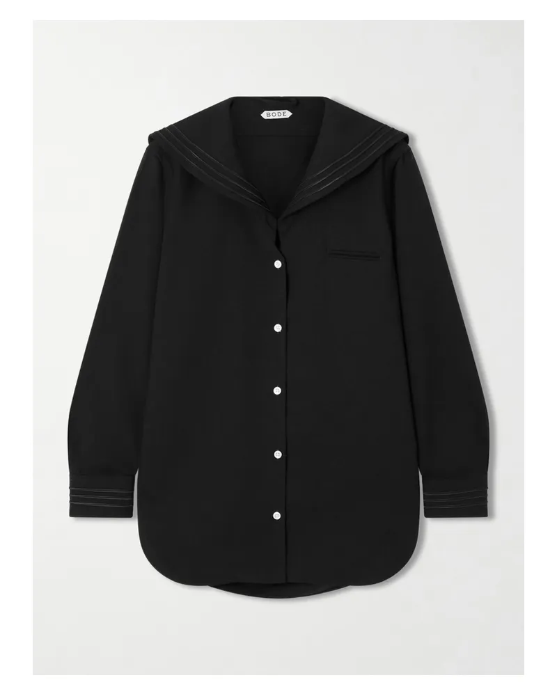 BODE Astor Hemd Aus Woll-crêpe - Schwarz Schwarz