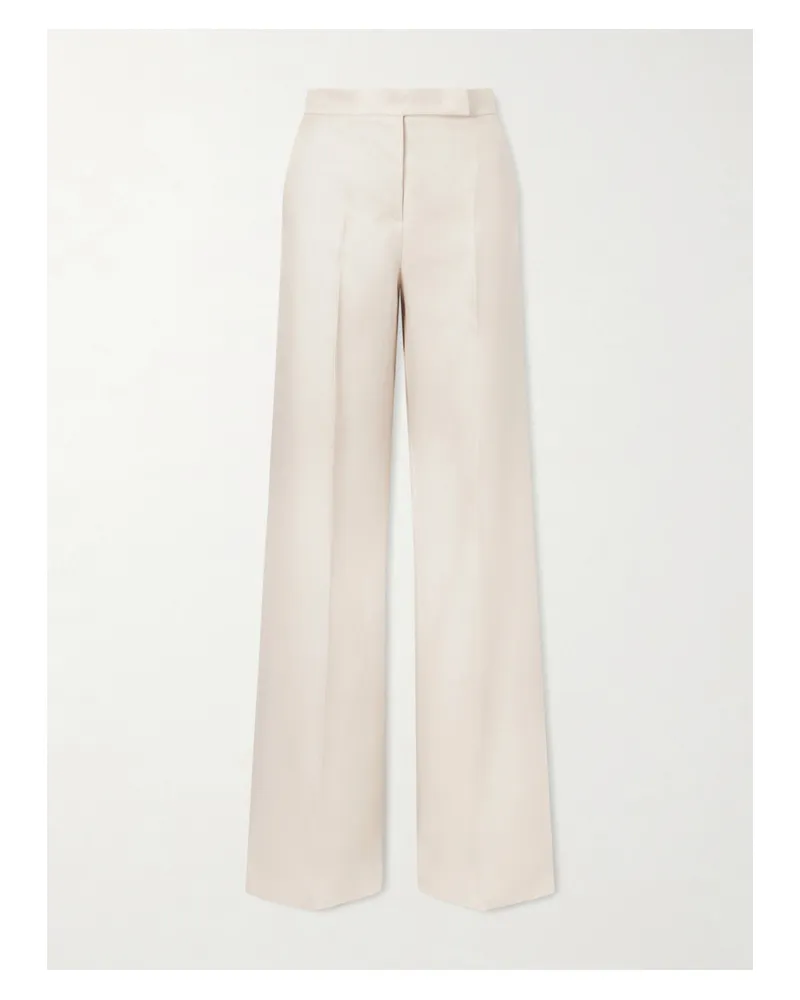 Max Mara Hose Mit Weitem Bein Aus Leinen - Neutral Neutral