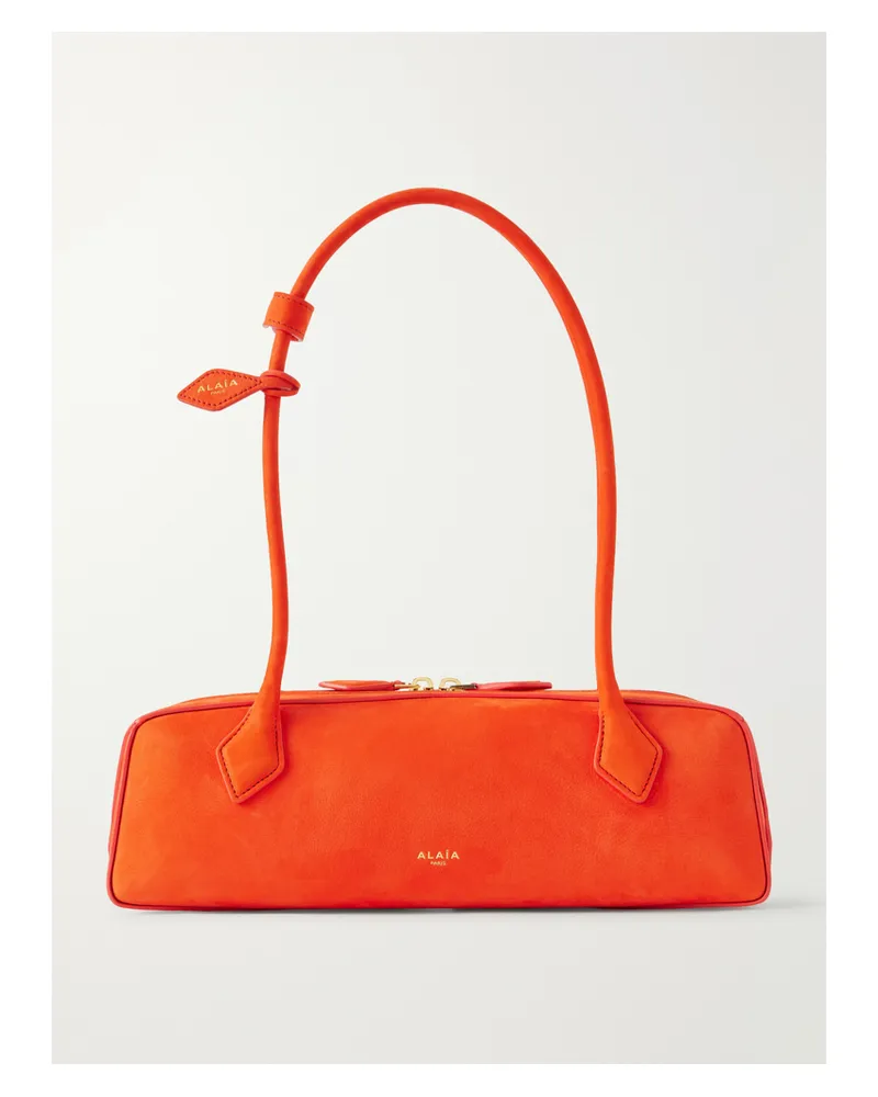 Alaïa Le Teckel Mittelgroße Schultertasche Aus Nubukleder - Orange Orange