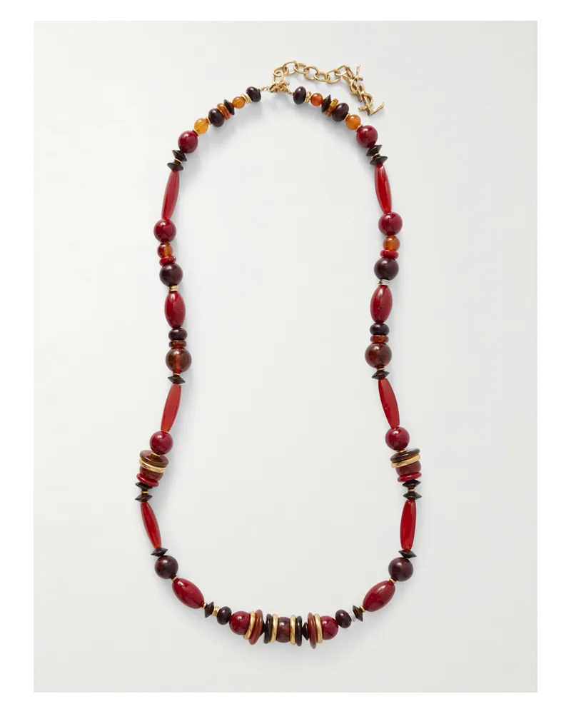 Saint Laurent Loulou Kette Mit Karneolen, Jaspissen Und Godlfarbenen Details - Rot Rot