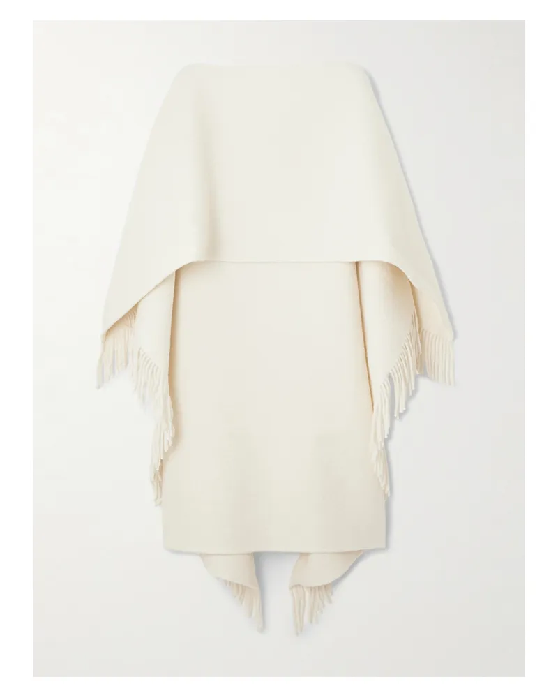 Totême Poncho Aus Einer Wollmischung Mit Fransen - Wollweiß Wollweiß