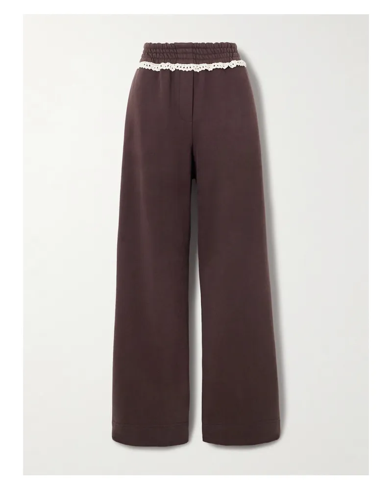 Magda Butrym Jogginghose Mit Weitem Bein Aus Baumwoll-jersey Mit Häkelbesatz - Braun Braun