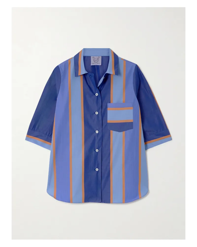 Thierry Colson Zouk Hemd Aus Baumwollpopeline Mit Streifen - Blau Blau
