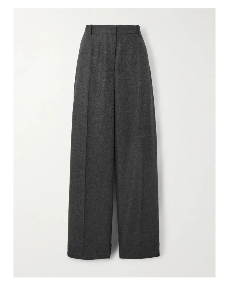 Totême Hose Mit Weitem Bein Aus Flanell Mit Bügelfalten - Grau Grau