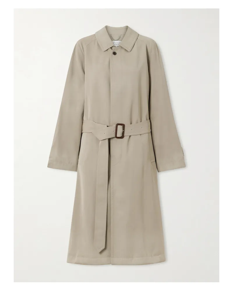 Maison Margiela Trenchcoat Aus Wollgabardine Mit Gürtel - Neutral Neutral
