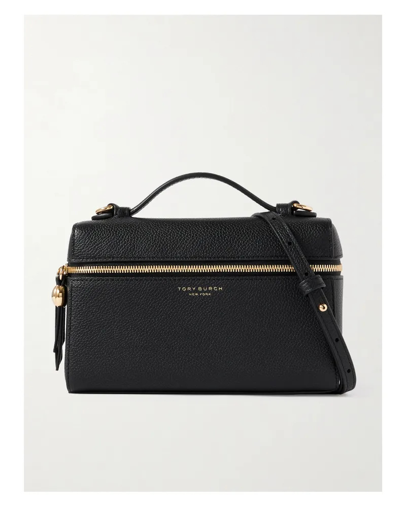 Tory Burch Romy Slim Textured-leather Shoulder Bag - Black Black