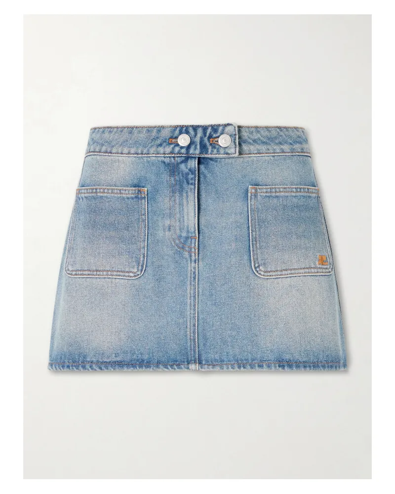 Courrèges Embroidered Denim Mini Skirt - Blue Blue