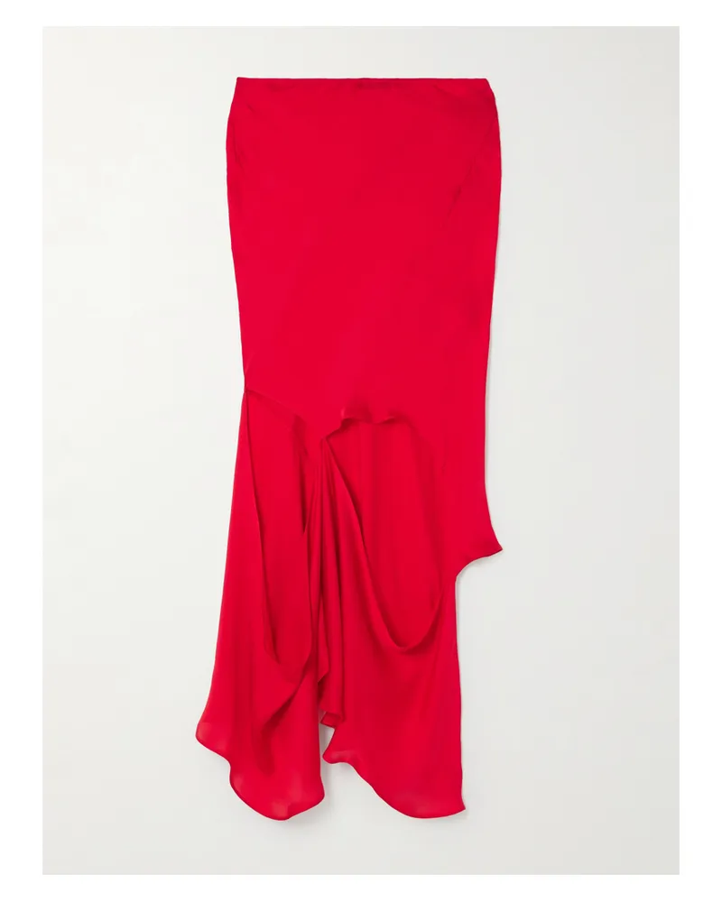 Acne Studios Asymmetrischer Midirock Aus Seide Mit Cut-outs - Rot Rot