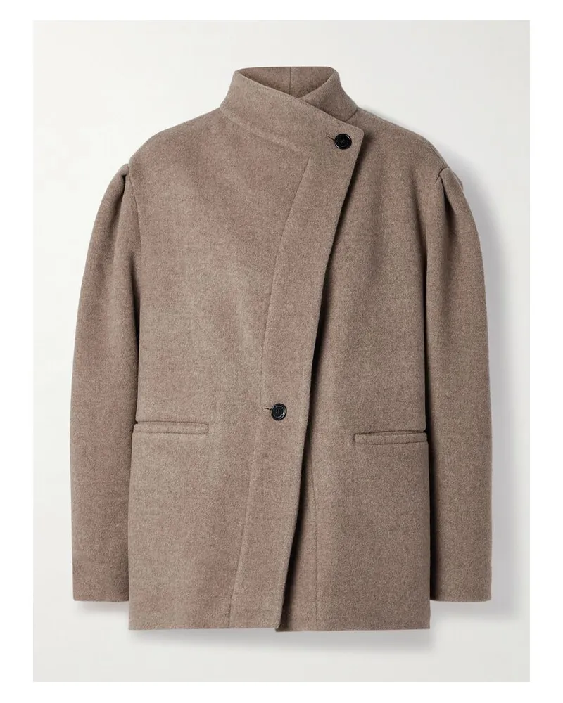 Isabel Marant Jabadi Asymmetrische Jacke Aus Filz Aus Einer Wollmischung - Braun Braun