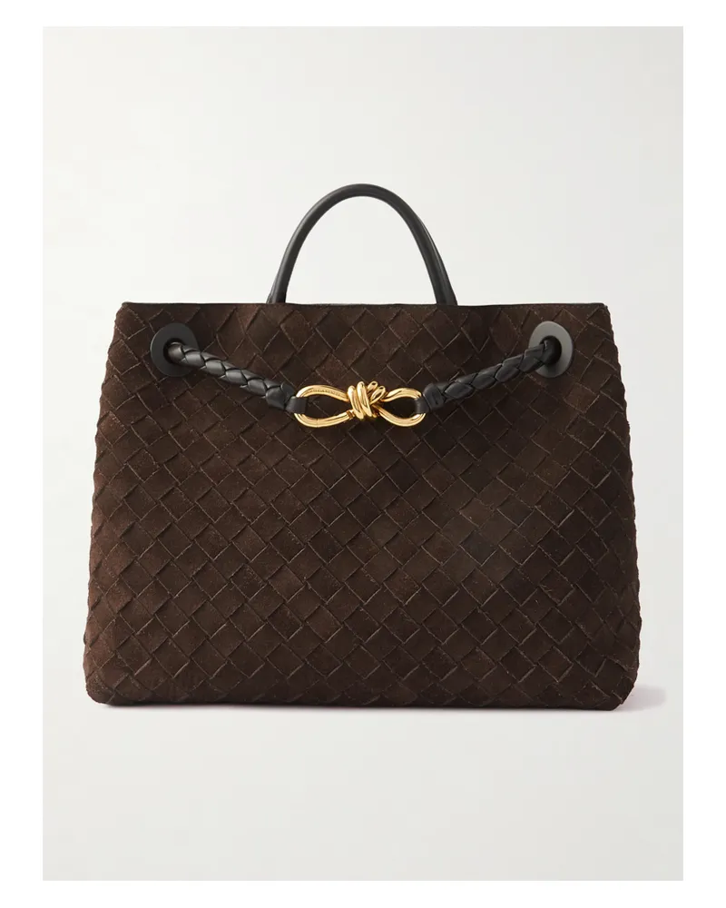 Bottega Veneta Andiamo Medium Intrecciato Suede Tote - Brown Brown