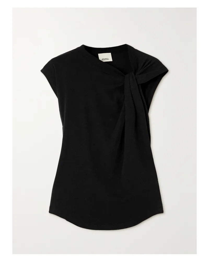 Isabel Marant Nayda Knotted Cotton-jersey Top - Black Black