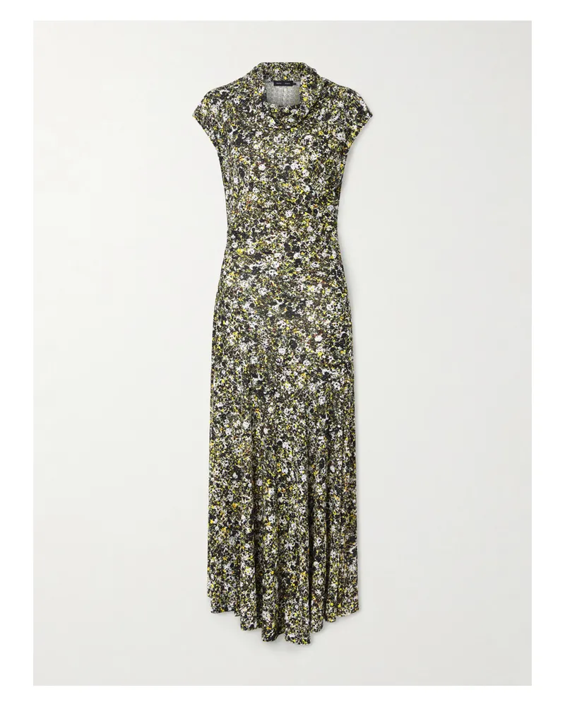 Proenza Schouler Tamara Asymmetrisches Maxikleid Aus Bedrucktem Jersey Mit Falten - Grün Grün