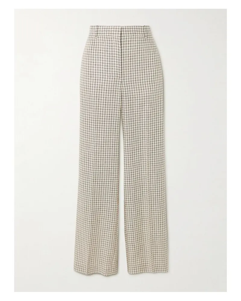 Theory Hose Mit Weitem Bein Aus Einer Karierten Leinenmischung - Creme Creme