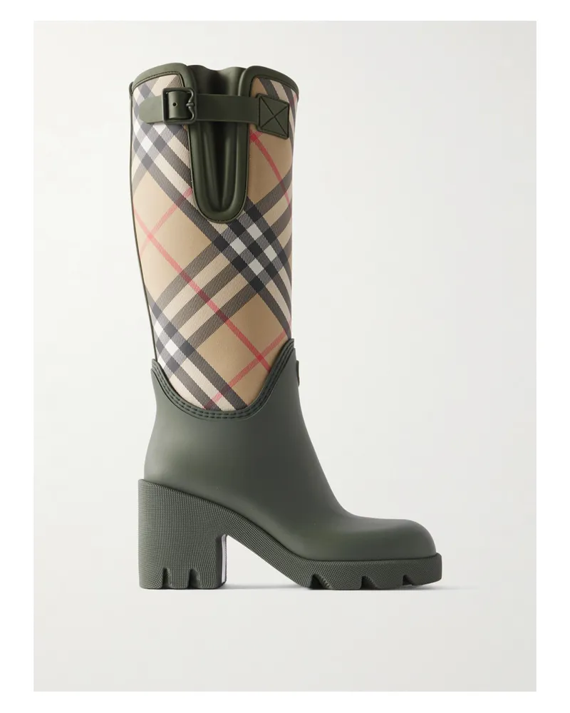Burberry Gummistiefel Aus Tpu Mit Karierten Canvasbesätzen - Grün Grün