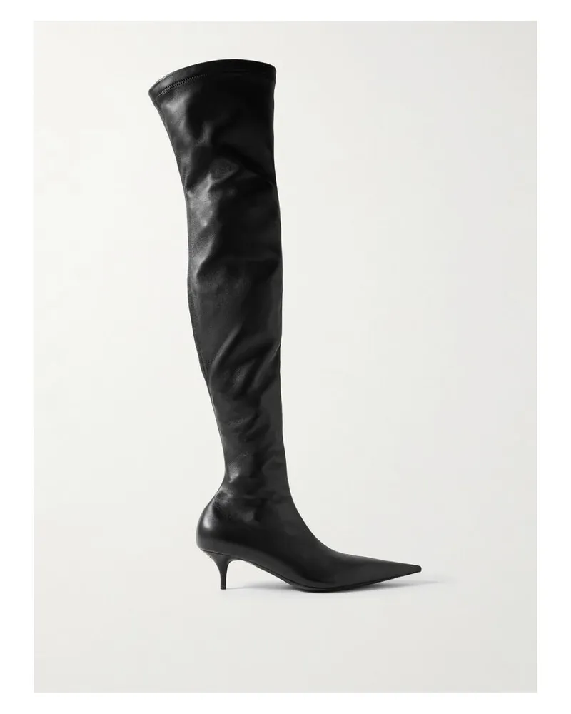 Balenciaga Avenue Overknees Aus Leder - Schwarz Schwarz