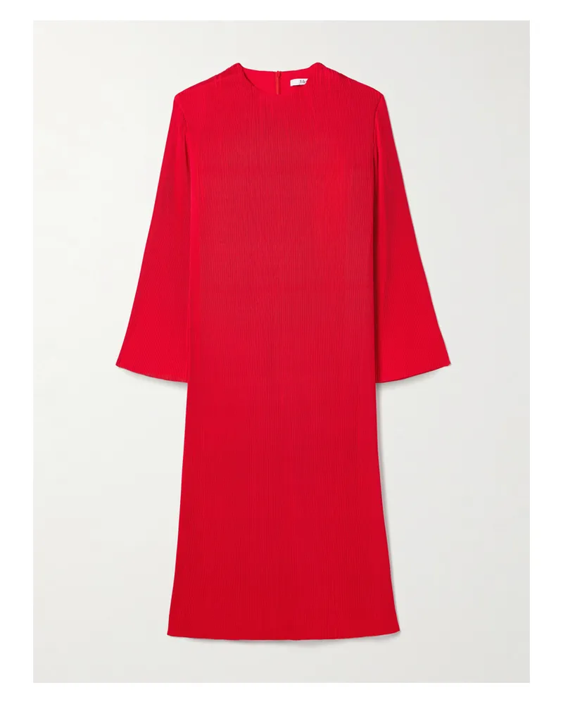 tibi Midikleid Aus Plissiertem Crêpe - Rot Rot