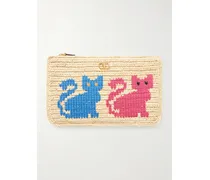 Embroidered Raffia Clutch - Neutrals