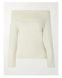 ALLUDE Schulterfreier Pullover aus Kaschmir Creme