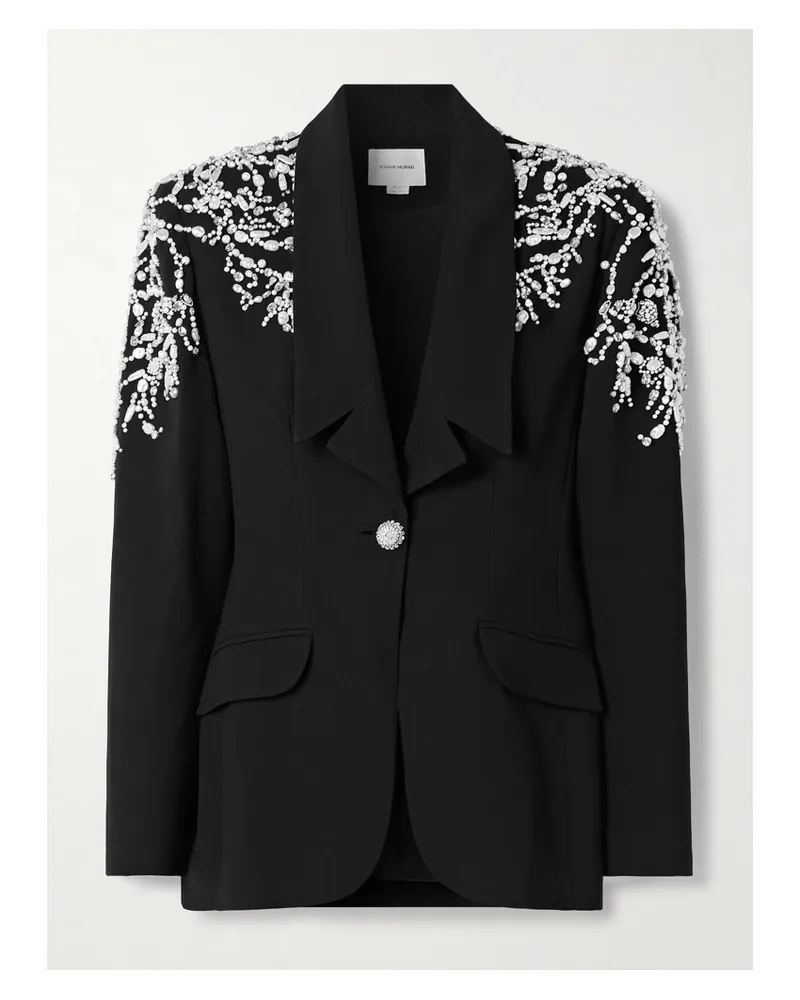 Zuhair Murad Blazer Aus Crêpe Mit Verzierungen - Schwarz Schwarz