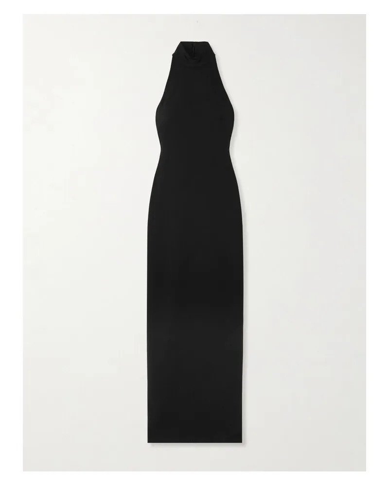 Solace London Inaya Neckholder-robe Aus Stretch-crêpe - Schwarz Schwarz