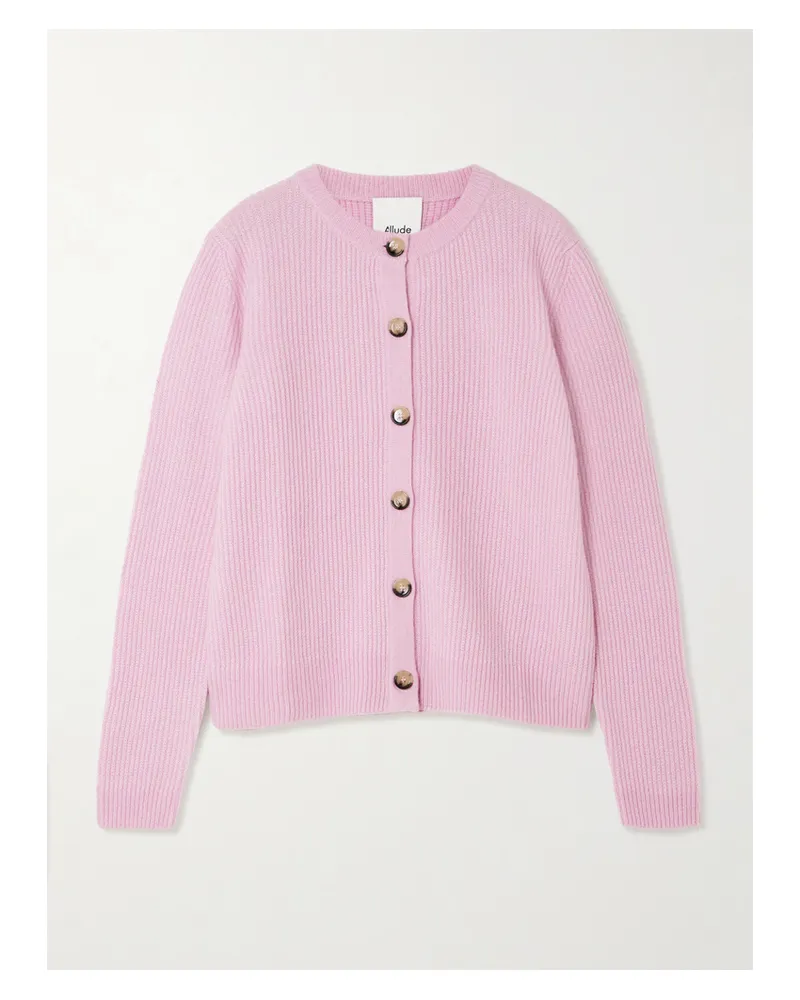 ALLUDE Cardigan Aus Einer Gerippten Kaschmir-seidenmischung - Pink Pink