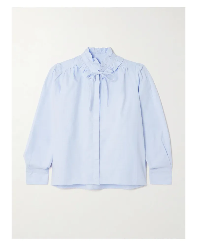 Citizens of humanity Calista Tie-detailed Ruffled Cotton-poplin Shirt - Blue Blue