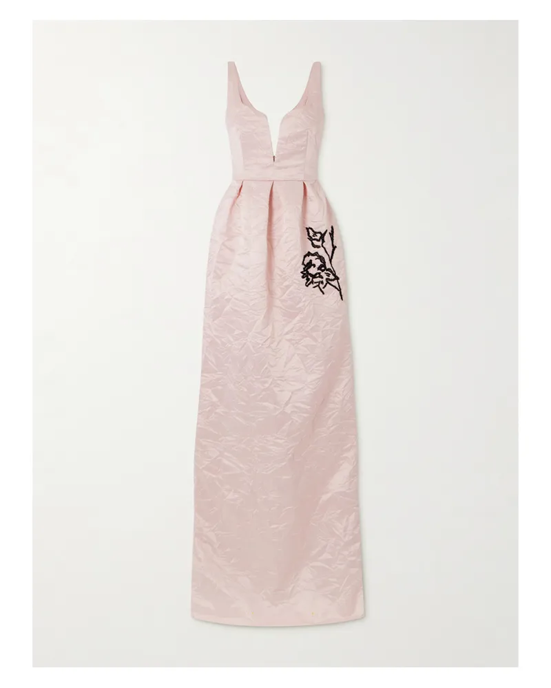 Erdem Robe Aus Taft In Knitteroptik Mit Verzierung - Pink Pink