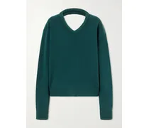 Leather-trimmed Wool Sweater - Green