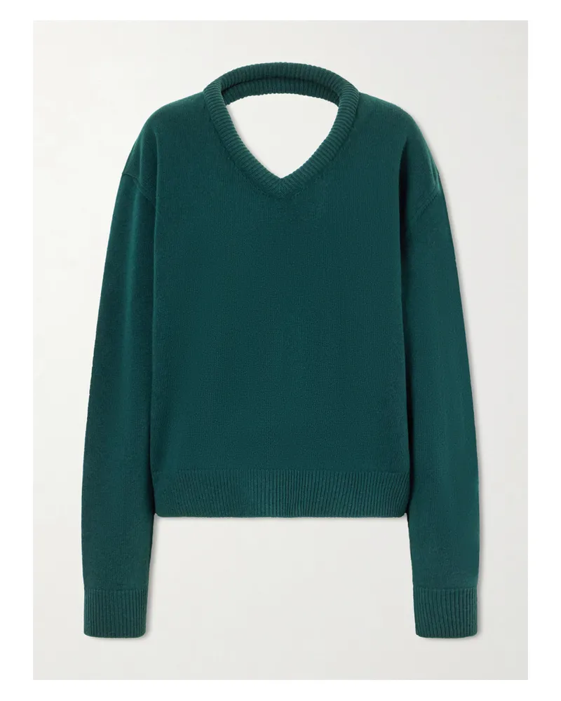 Acne Studios Leather-trimmed Wool Sweater - Green Green