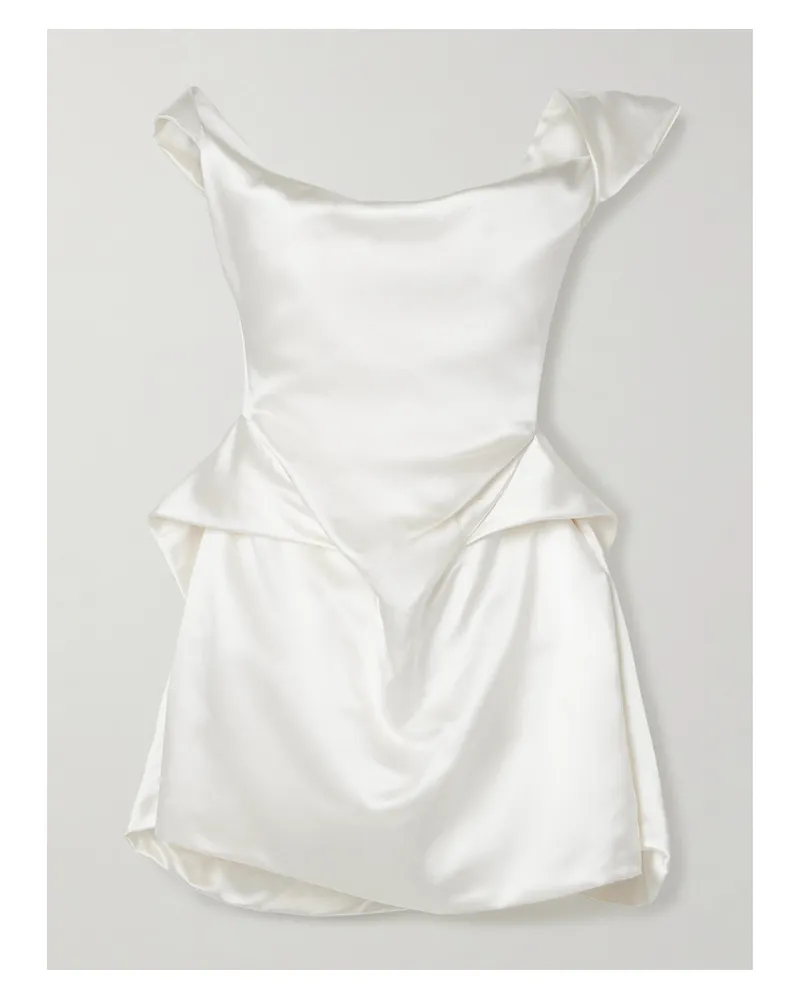 Vivienne Westwood Aurora Off-the-shoulder Draped Silk-satin Mini Dress - Neutrals Neutrals