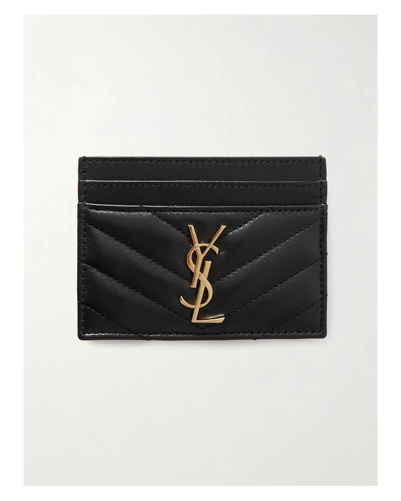 Saint Laurent Cassandre Kartenetui Aus Matelassé-leder - Schwarz Schwarz