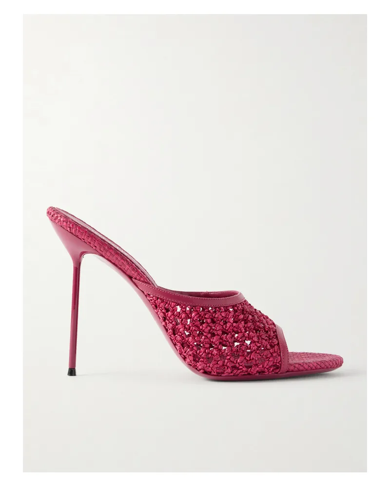 Paris Texas Lidia Leather-trimmed Straw Mules - Red Red