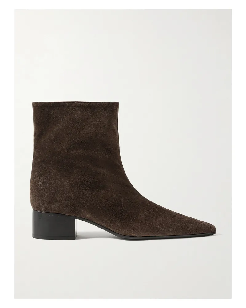 KHAITE Andee Suede Ankle Boots - Brown Brown