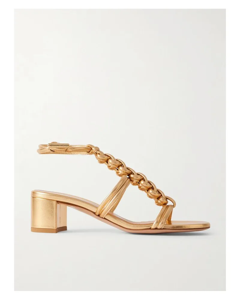 Gianvito Rossi Capua 45 Sandalen Aus Geflochtenem Metallic-leder - Gold Gold