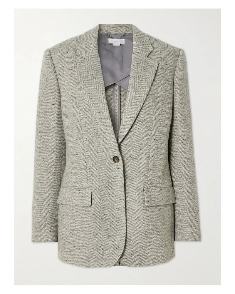 Stella McCartney Blazer Aus Einer Woll-seidenmischung Mit Fischgratmuster - Grau Grau