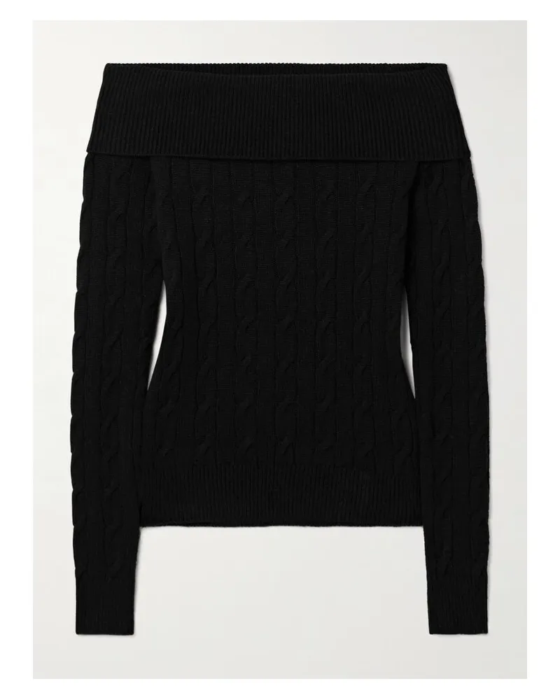 Ralph Lauren Schulterfreier Zopfstrickpullover Aus Einer Kaschmirmischung - Schwarz Schwarz