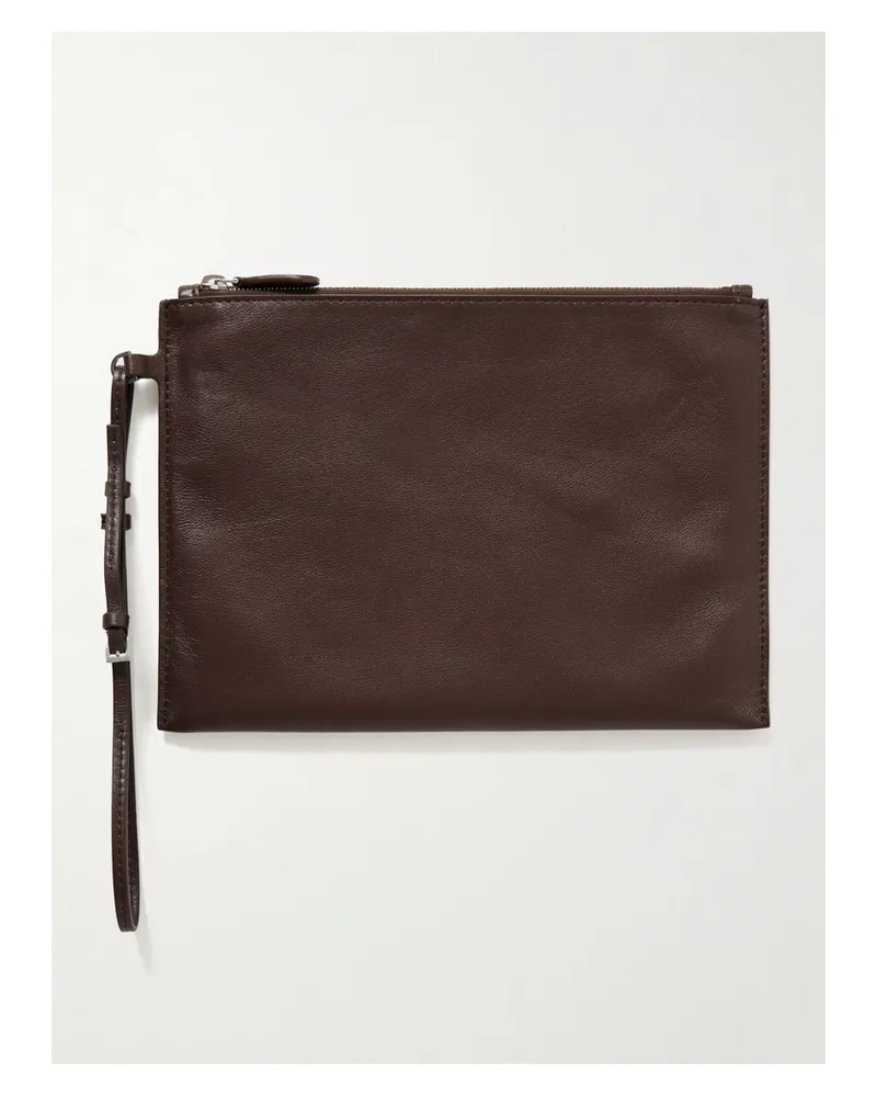 The Row Leather Pouch - Brown Brown