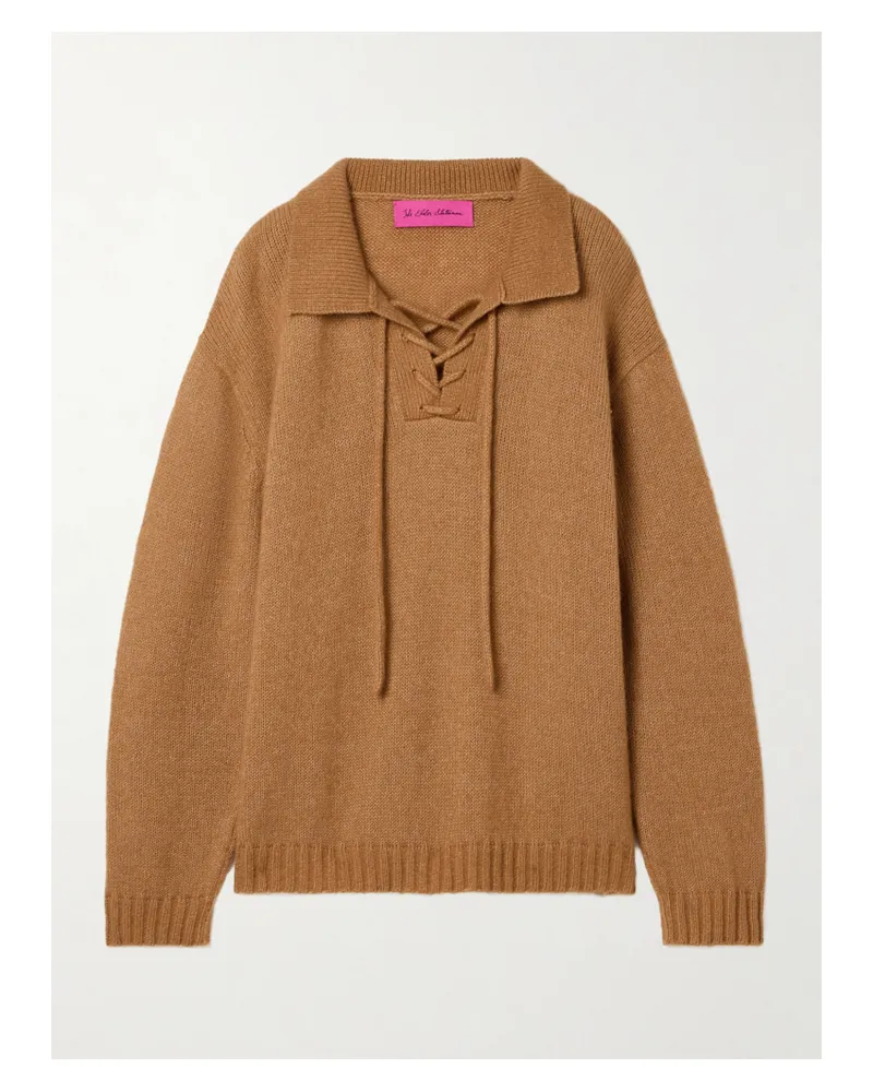 The Elder Statesman Nimbus Oversized-pullover Aus Einer Kaschmir-baumwollmischung Mit Schnürung - Braun Braun
