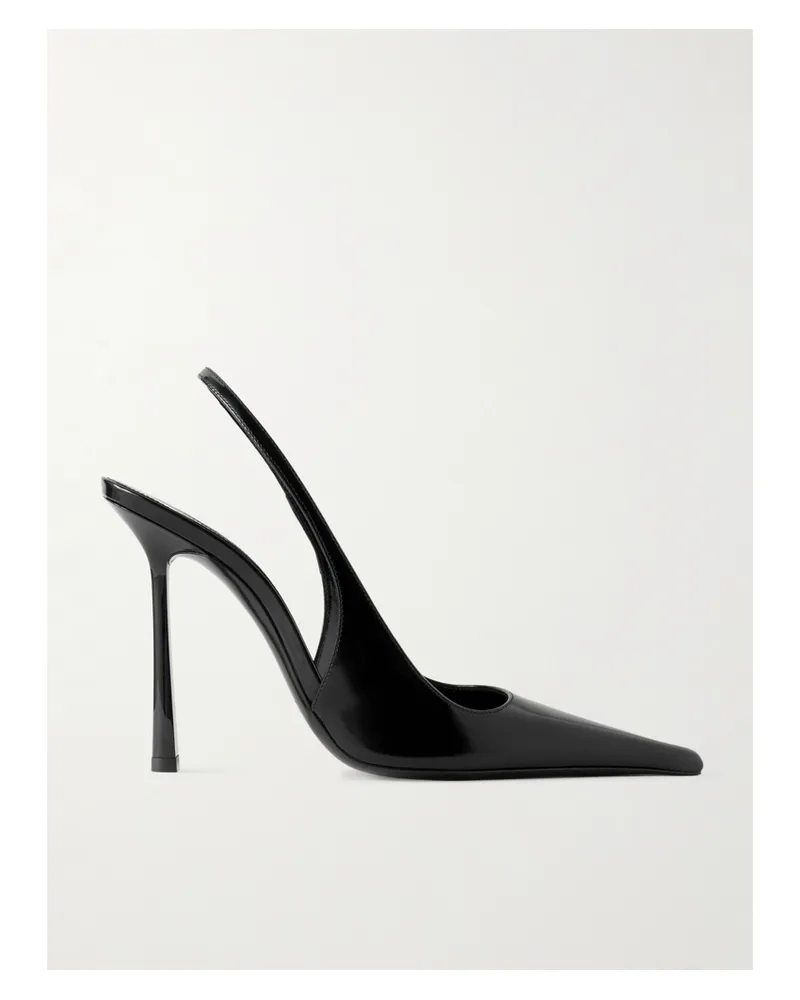 Saint Laurent Vendôme Slingback-pumps Aus Glanzleder - Schwarz Schwarz